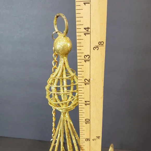 Hanging Gold Christmas Ornament Display Holder Decor 14" - Picture 7 of 11